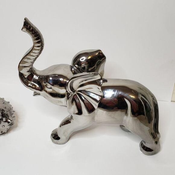 Silver Elephant & Puffer Fish Figurines Decorative Set - Picture 11 of 12